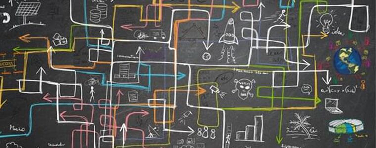 chalkboard with complex lines