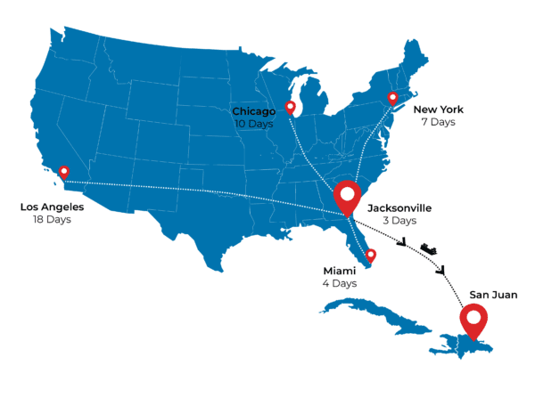 Map puerto rico-01 Puerto Rico Shipping Time Transit Map